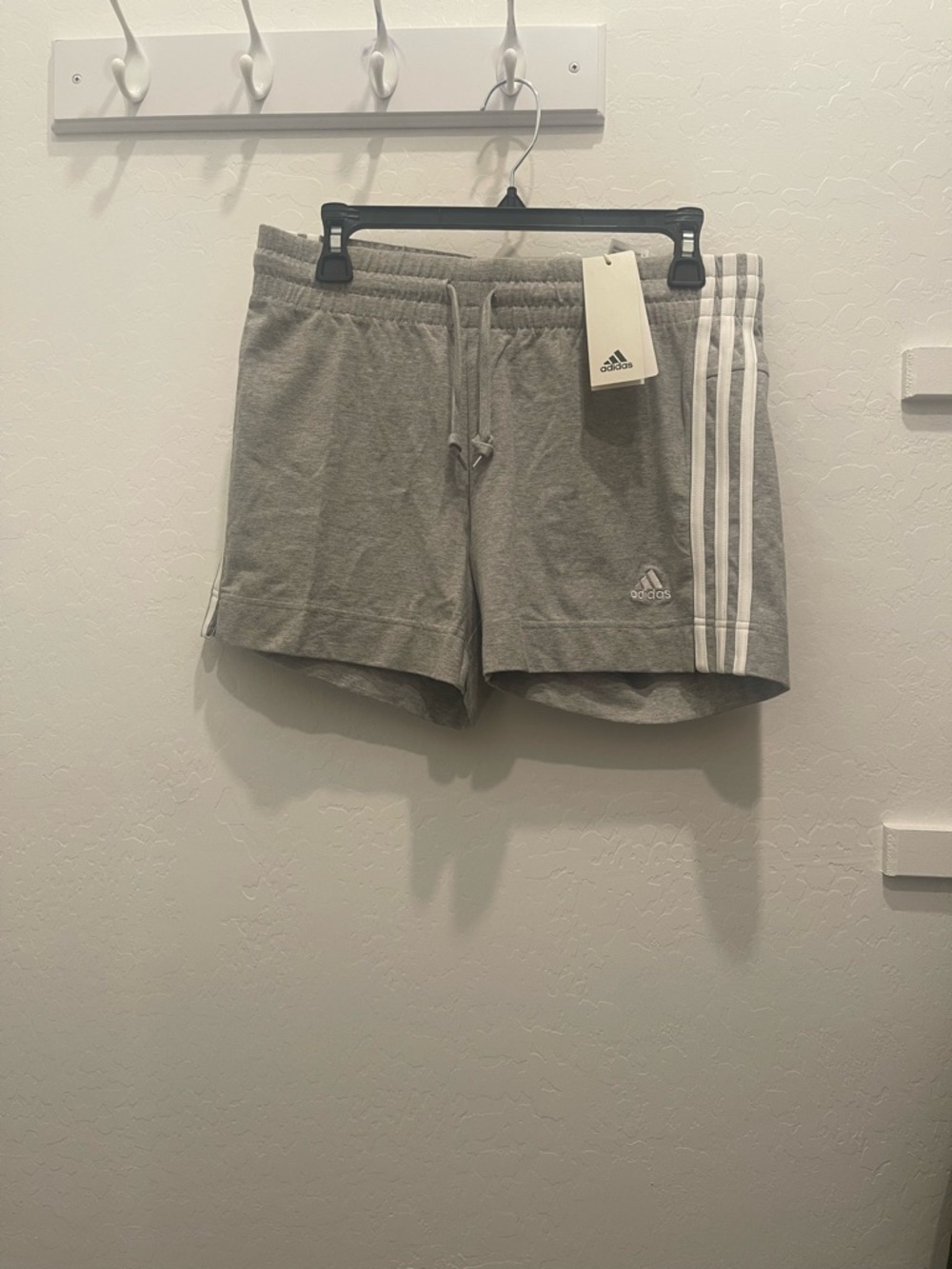 adidas Gray Shorts with White Three-Stripe Detail
